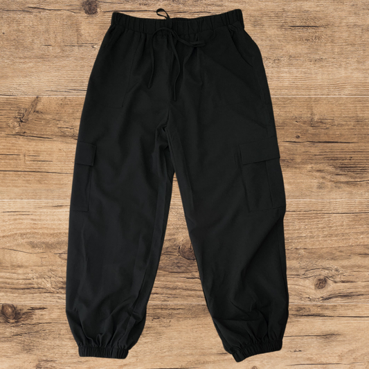 Black Pocket Casual Work Pants